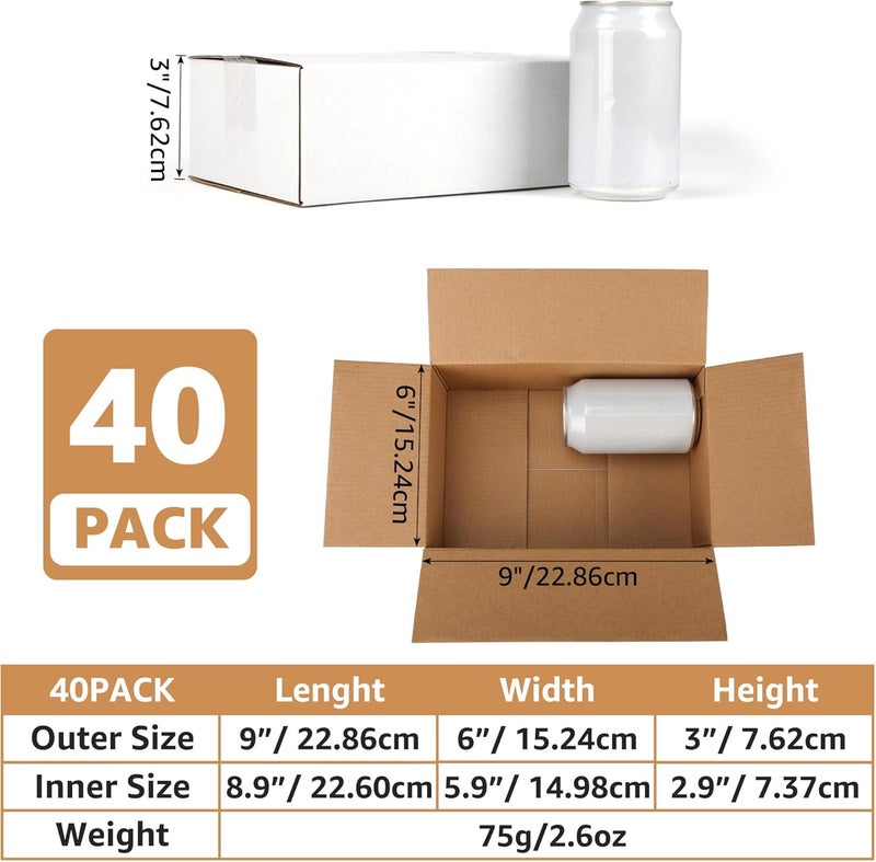 EXYGLO 40 Pack 9x6x3 Shipping Boxes for Small Business, White Corrugated Cardboard Small Box for Packaging, Moving, Mailing, and Storing - Image 2